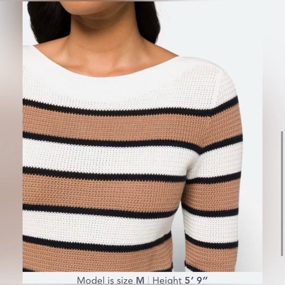 Market & Spruce Sweaters - Market & Spruce Tawnee Cotton Blend Waffle Stitch Sweater White Brown XXL